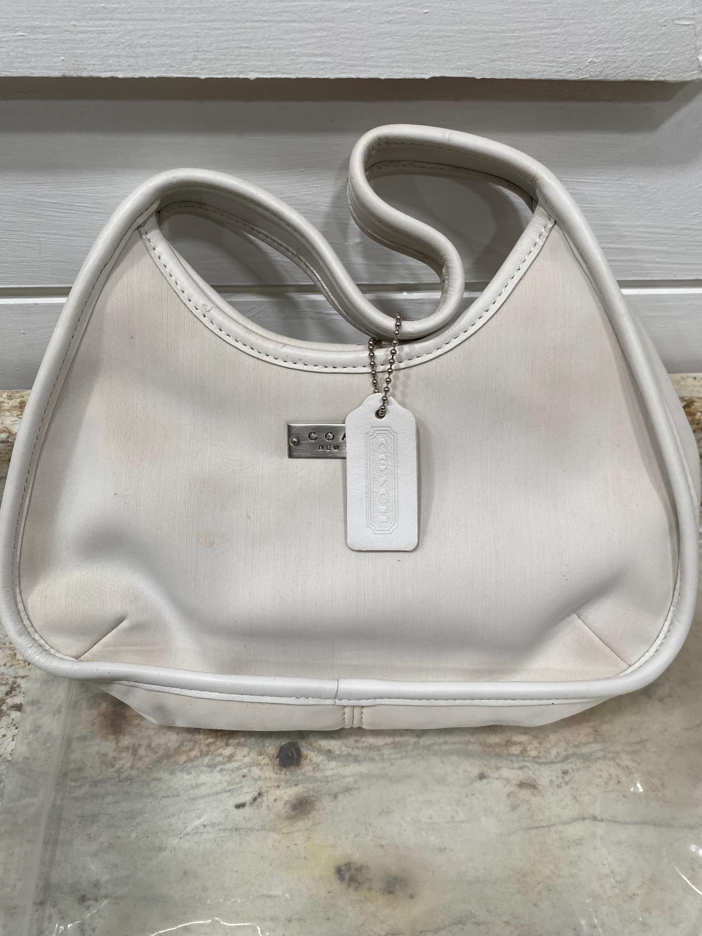 Very Rare Vintage White Coach Mini Ergo Neoprene and Leather Very Rare Vintage White Coach Mini Ergo Neoprene and Leather