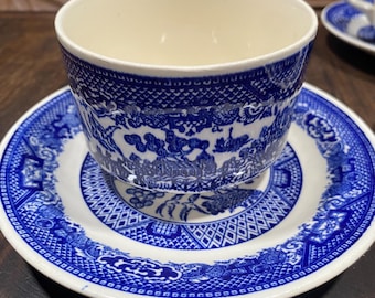 Antique - Ridgway Porcelain - Oriental - Blue Transferware Scenic