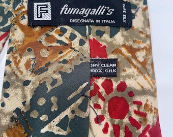 rare vintage silk Fumagallis Italian design made in Spain modern art design tie mint