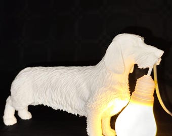 3D Printed Wirehaired Dachshund Lamp – USB Powered Sausage Dog Night Light, Perfect Gift for Dog Lovers