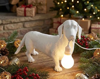 Personalisierte Dackellampe mit Namen, individuelle Dackellampe fürs Kinderzimmer, Erinnerungsgeschenk für Dackel, Dackel-Nachttischdeko, Dackelgeschenk