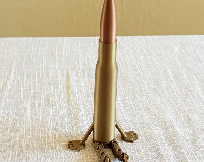 3D Printed 50 BMG Shell Figurine: Flexible Legs, Fun Desk Decor - Etsy