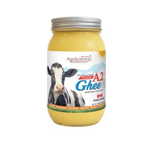 AgeScience A2 Cow Ghee, Canadian Made - 650 grams (23oz), A2 Milk, First Time In Canada, Keto Friendly, Vegetarian