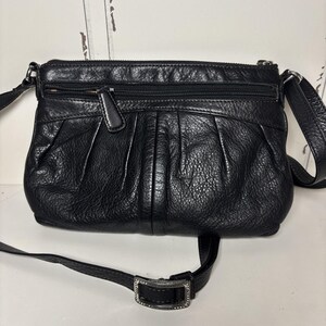 Vintage Brighton Balboa Black Leather Adjustable Strap Crossbody Bag Purse image 3