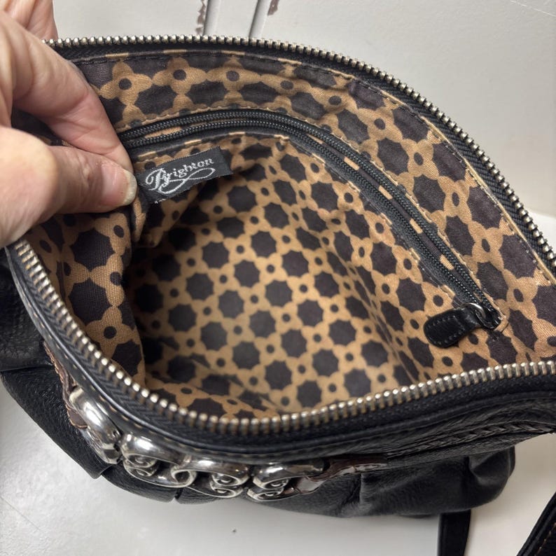 Vintage Brighton Balboa Black Leather Adjustable Strap Crossbody Bag Purse image 5