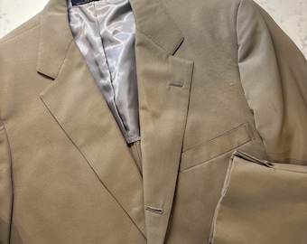 Vintage BROOKS BROTHERS Olive Green Poplin Wash N' Wear Sack Suit