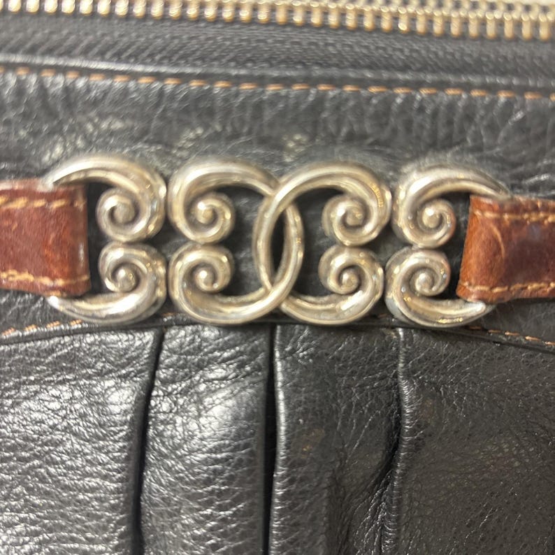 Vintage Brighton Balboa Black Leather Adjustable Strap Crossbody Bag Purse image 7