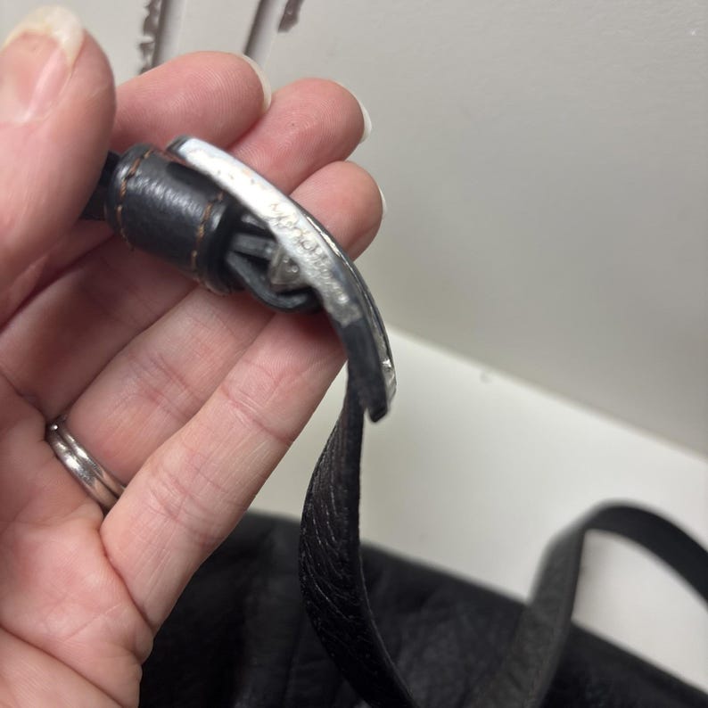 Vintage Brighton Balboa Black Leather Adjustable Strap Crossbody Bag Purse image 9