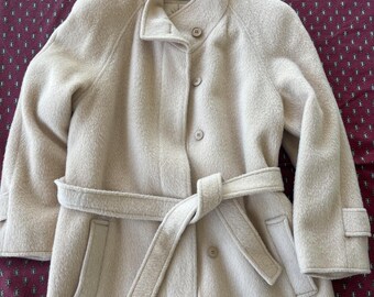 VTG Benard Harve Benard Long Wool Trench Coat Women SZ 12 Hidden Buttons Classic