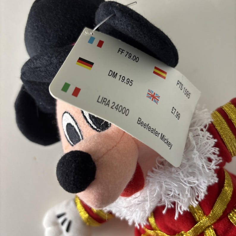 Disney Bean Bag Plush - BEEFEATER MICKEY (Mickey Mouse) (10 inch) - Mint w/Tag zdjęcie 6