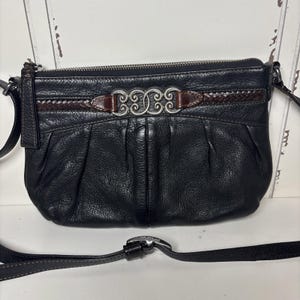 Vintage Brighton Balboa Black Leather Adjustable Strap Crossbody Bag Purse image 1