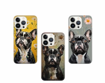 Floral French Bulldog Phone Case for iPhone 17 Air 16 Pro Max 15 Plus 14 13, Samsung S26 S24 Fe S25 Edge S23 A17 A37 A36 A56 A57, Pixel 10a