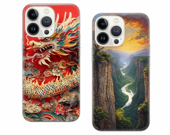 Traditional Japanese Dragon Phone Case for iPhone 17 Air 16 Pro Max 15 Plus 14 13, Samsung S26 S24 Fe S25 Edge A17 A37 A36 A56 A57, Pixel 10