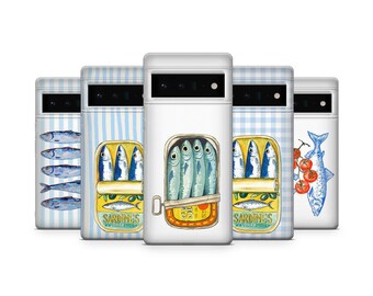 Vintage Tinned Sardines Fish Phone Case for Pixel 10a 9 8, iPhone 17e 16 Pro Max 15 Plus 14 13 , Samsung S26 A37 A57 S24 Fe S25 A17 A36 A56