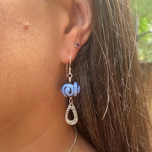 Earrings | Vitality Spirals with Dangles | Limited Edition Handmade Lampwork Glass and Silver Earrings