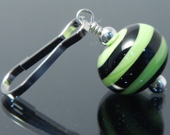 Zipper Pull, lime green, black, swirl, zipper pulls for purses, zipper pull charm, beaded zipper pull, decorative pull, artisan made