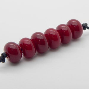6 lampwork small round accent beads in deep red