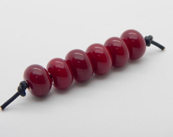 6 lampwork small round accent beads in deep red