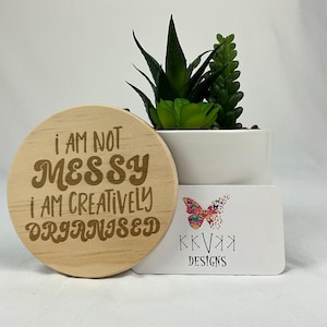 Custom Engraved Wooden Coasters, Funny Round Coaster Set, Handmade Wood Coasters, Personalized Coffee Coaster