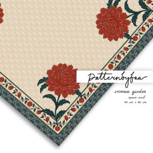 The Tulip Court | Ottoman Floral Scarf Pattern | Turkish Square Hijab Design | Digital Textile Pattern