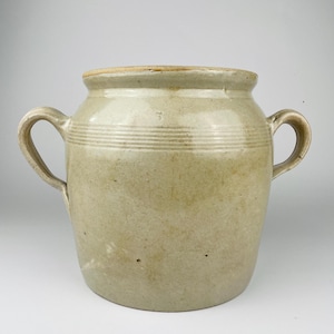 Vaso per confit francese bianco antico – Vaso in terracotta color crema – Barattolo in ceramica per arredamento rustico – Altezza 21 cm