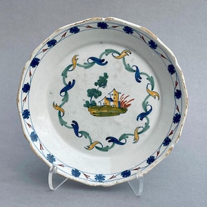 1800’s French Faience Plate - Hand-Painted Tin-Glazed Ceramic - Rustic Provincial Decor - Mid 19th century Pottery.
