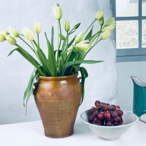 Antico vaso spagnolo in terracotta – Vaso decorativo di Toledo – Ceramica dei primi del XX secolo – 29 cm