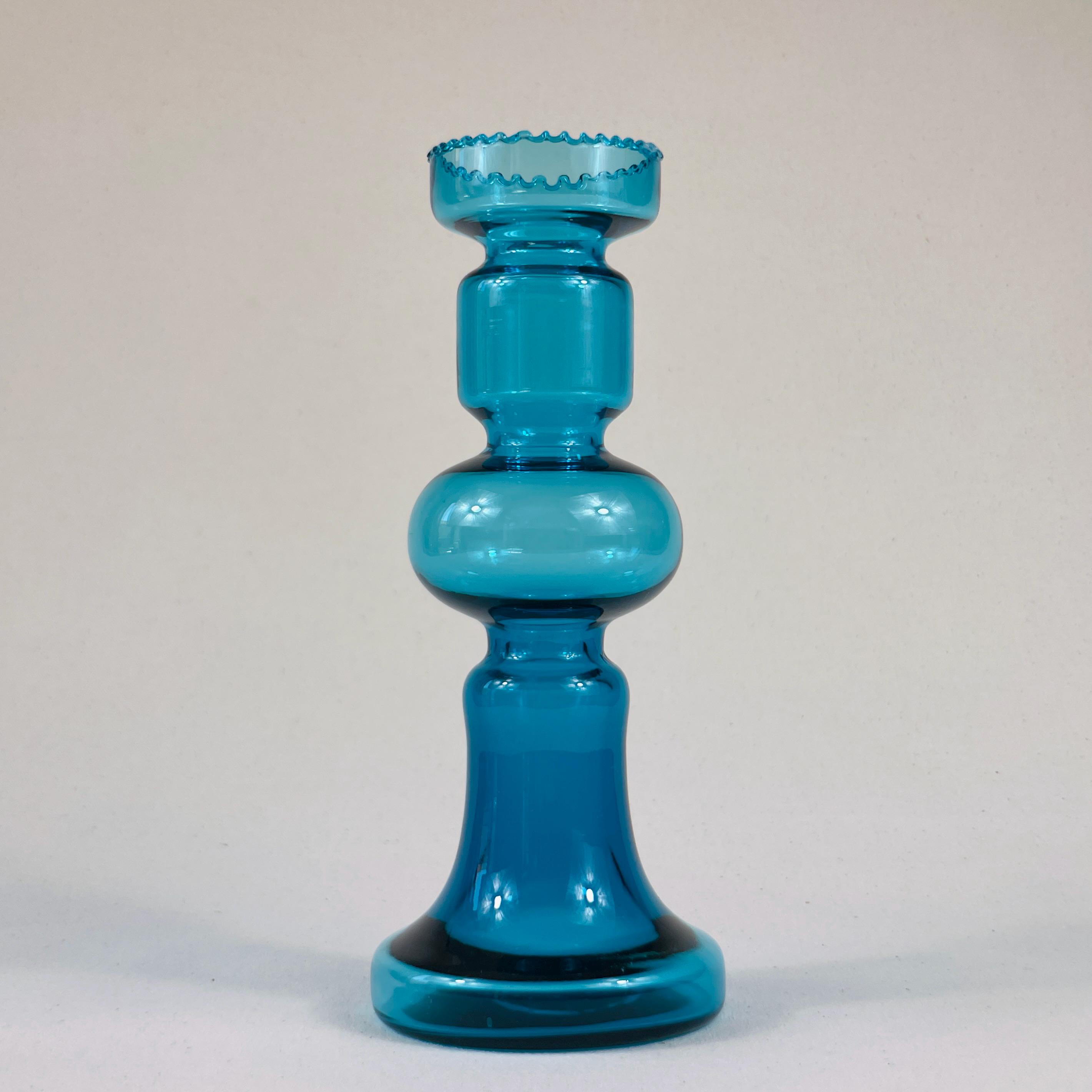 青色ガラス花瓶 彫刻模様付き 昭和 レトロ ガラス 花瓶 フラワーベース コバルトブルー ピンク