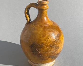 Antique French Pottery Jug - 19th Century Terracotta Pot, Farmhouse Rustic Home Decor - 31cmTall