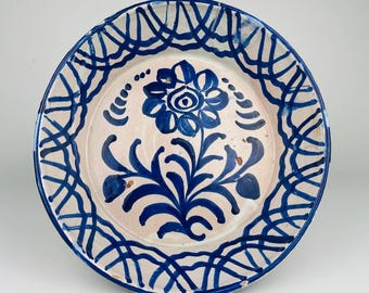 Antique Spanish Fajalauza Lebrillo Bowl – 19th Century Hand Painted Pottery from Granada – 29cm Wide