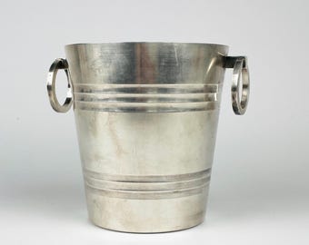 1930s Art Deco Silver Plate Ice Bucket — Antique French St. Médard — 13.5cm Tall