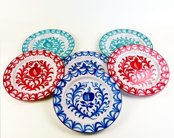 Platos de cerámica Fajalauza españoles – Plato decorativo o de pared con diseño de granada pintado a mano