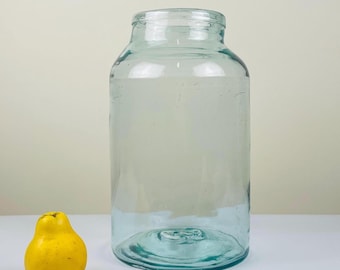 Große Vintage französische Glasvase — Mundgeblasenes Glas, Mid Century Modern — 34 cm