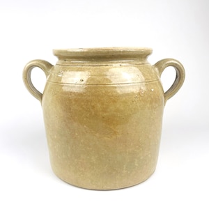 Tarro de confitura francés blanco antiguo – Jarrón de terracota de gres beige — Tarro de cerámica para decoración rústica — 22 cm de alto
