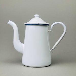 Antique French Enamel Coffee Pot – Rustic Farmhouse Pitcher – Circa Early 20th Century – 22cm Tall