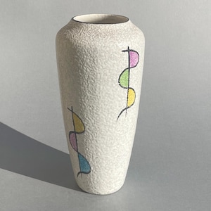Vintage West German Pottery Vase (31 cm) | Mid-Century Modern Fat Lava Style | 1950s–1960s hand-painted Textured Ceramic Vase
