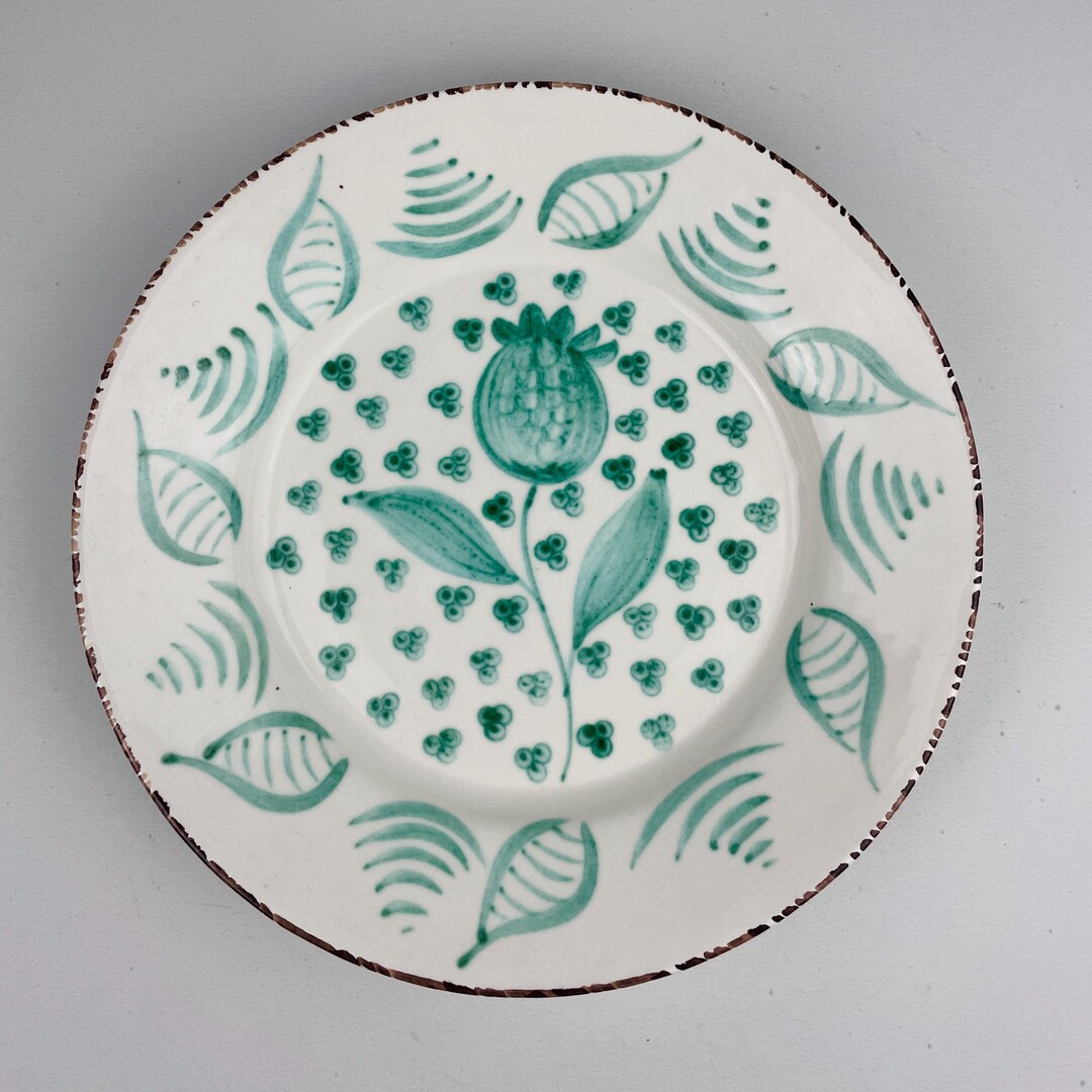 Spanish Dinner Plates Set 12-piece – Hand Painted Fajalauza Green ...