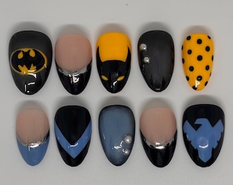 Batman & Nightwing: D.C. Superhero Inspired Press-on Nails