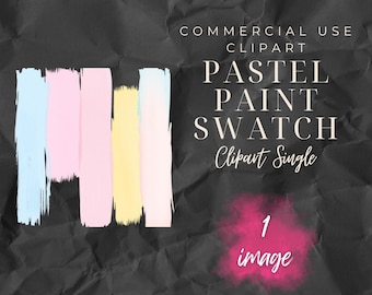 Pastel Swatch Clipart Strokes - Watercolor Blue Pink Yellow - Digital Art Supplies for Crafting -Printable Color Palette DIY Projects CPS004