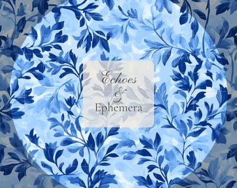 Blue Toile Seamless Pattern - Digital Chinoiserie Floral Background - Vintage Scrapbooking Paper for Nursery- Floral Repeat Download - SP003