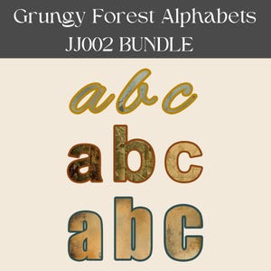 Paquete PNG de alfabeto de bosque sucio: fuente sans serif con trazo de pincel, 264 letras transparentes para revistas basura y álbumes de recortes - JJ002