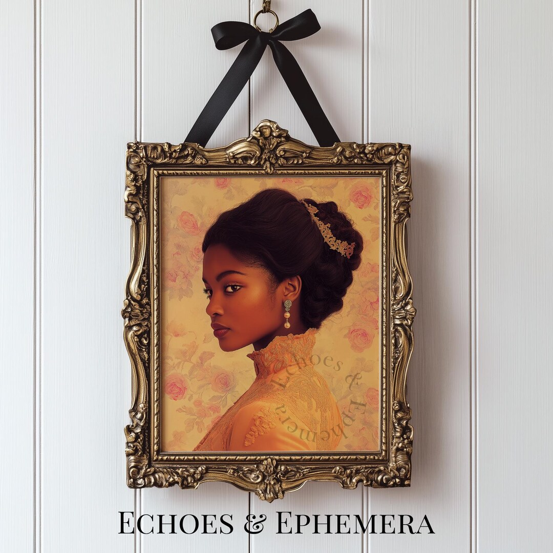 Whimsical Victorian Art - Black Art Print, African American Woman ...