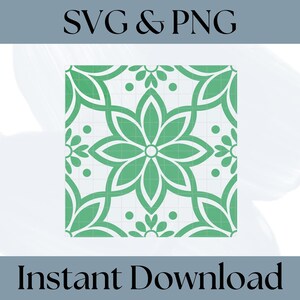 Talavera Seamless SVG Digital Download - Green Mexican Mosaic Designs Repeatable - Download for Cricut Sublimation Crafts Commercial - SV002
