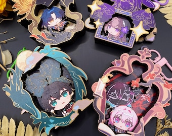 HSR Wooden Embossed Multilayer Charms (March/Evernight, Dan Heng, Blade, Herta)