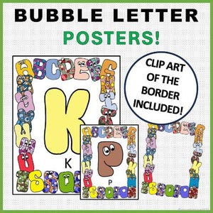 Pósteres con letras del alfabeto y burbujas para decorar el aula