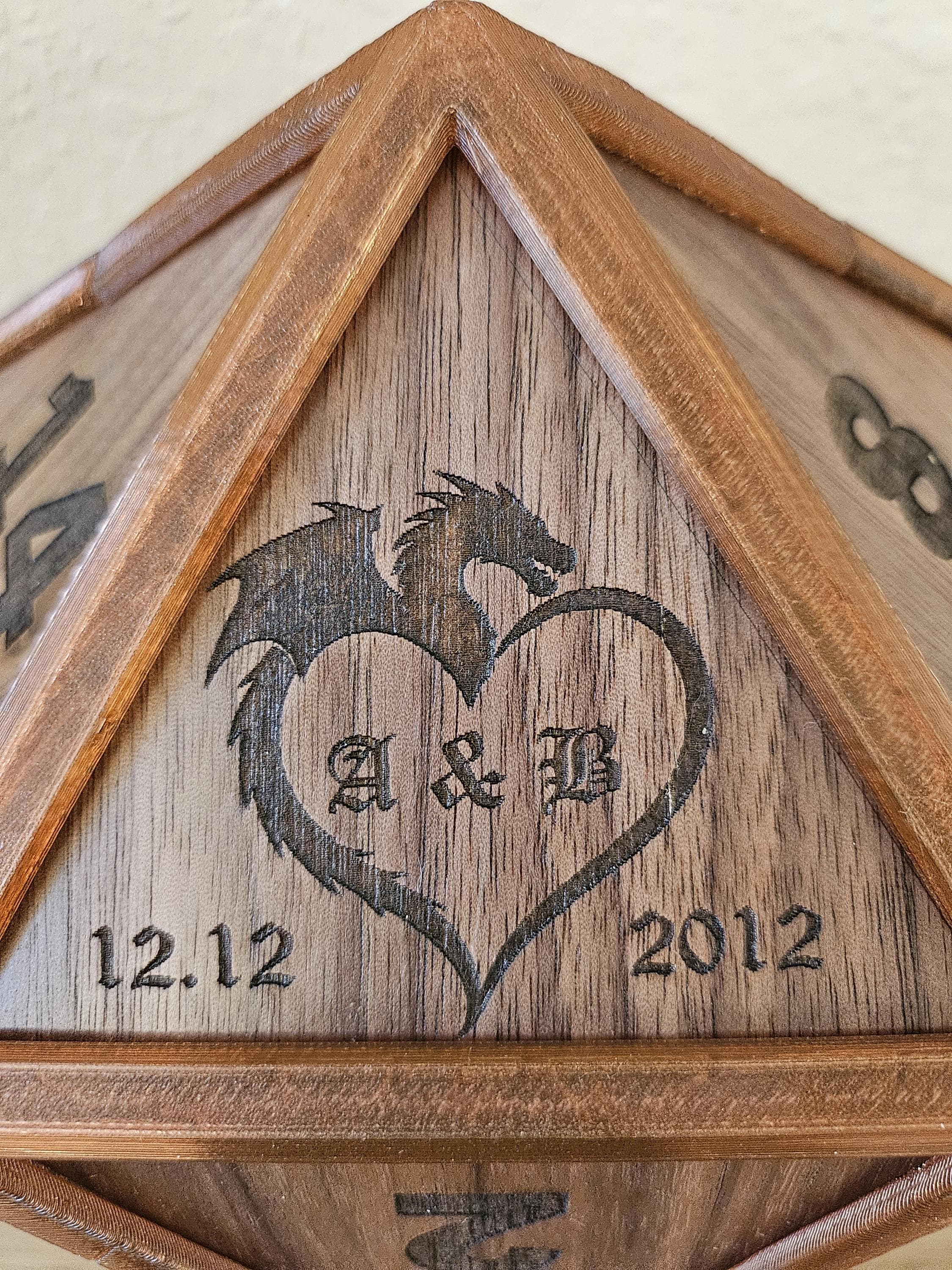 Large Custom D20 Wedding Gift, Oversized Personalized Dice, Walnut or Mahogany Graduation Keepsake
