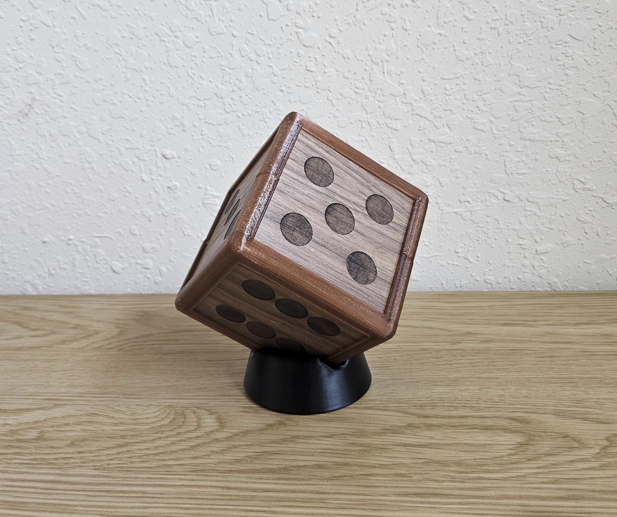 Oversized Walnut Die with Stand, 4 Inch Game Room Decor