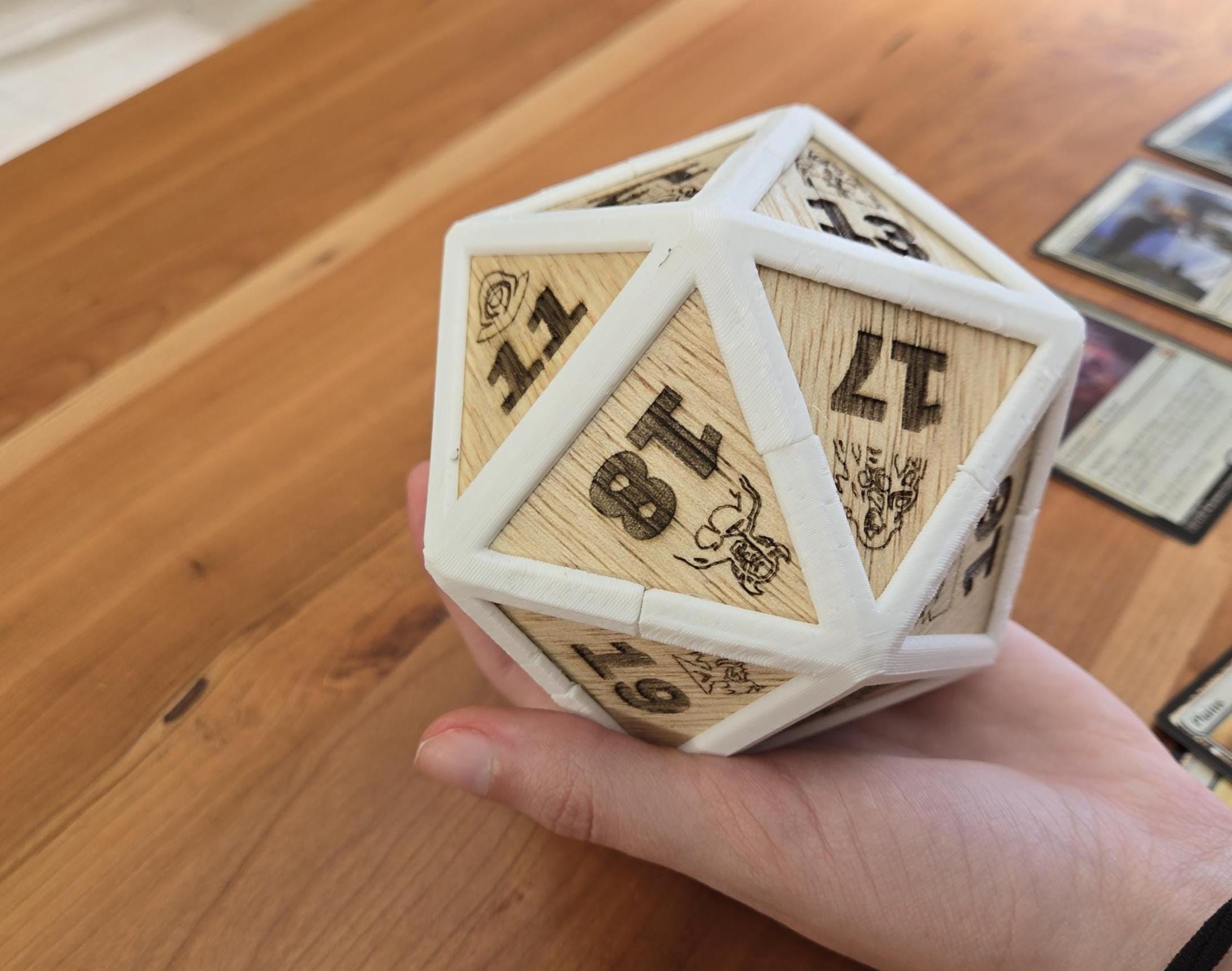 Giant Mana Inspired Wooden D20 Spindown Dice, Singles or Set