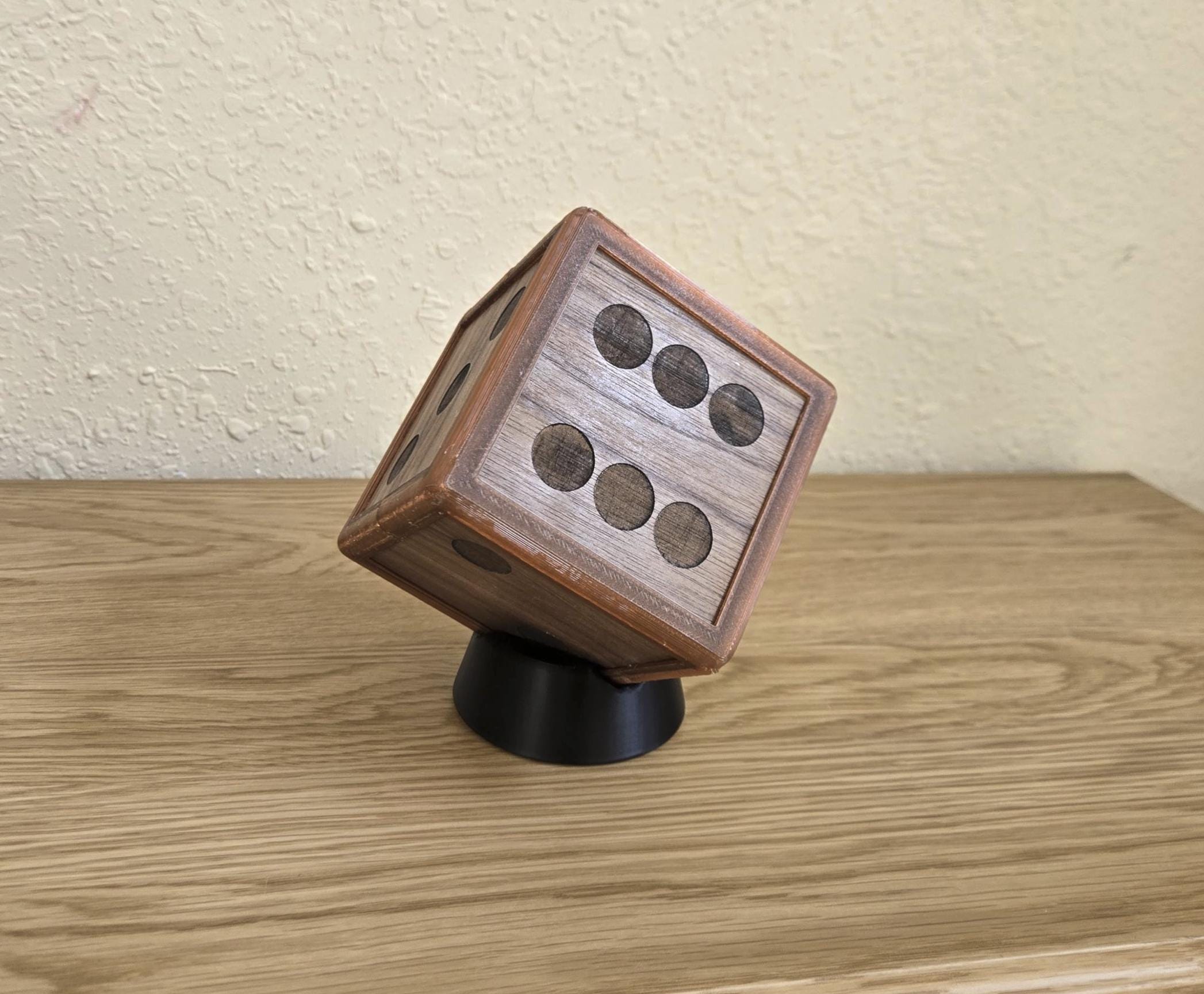 Oversized Walnut Die with Stand, 4 Inch Game Room Decor