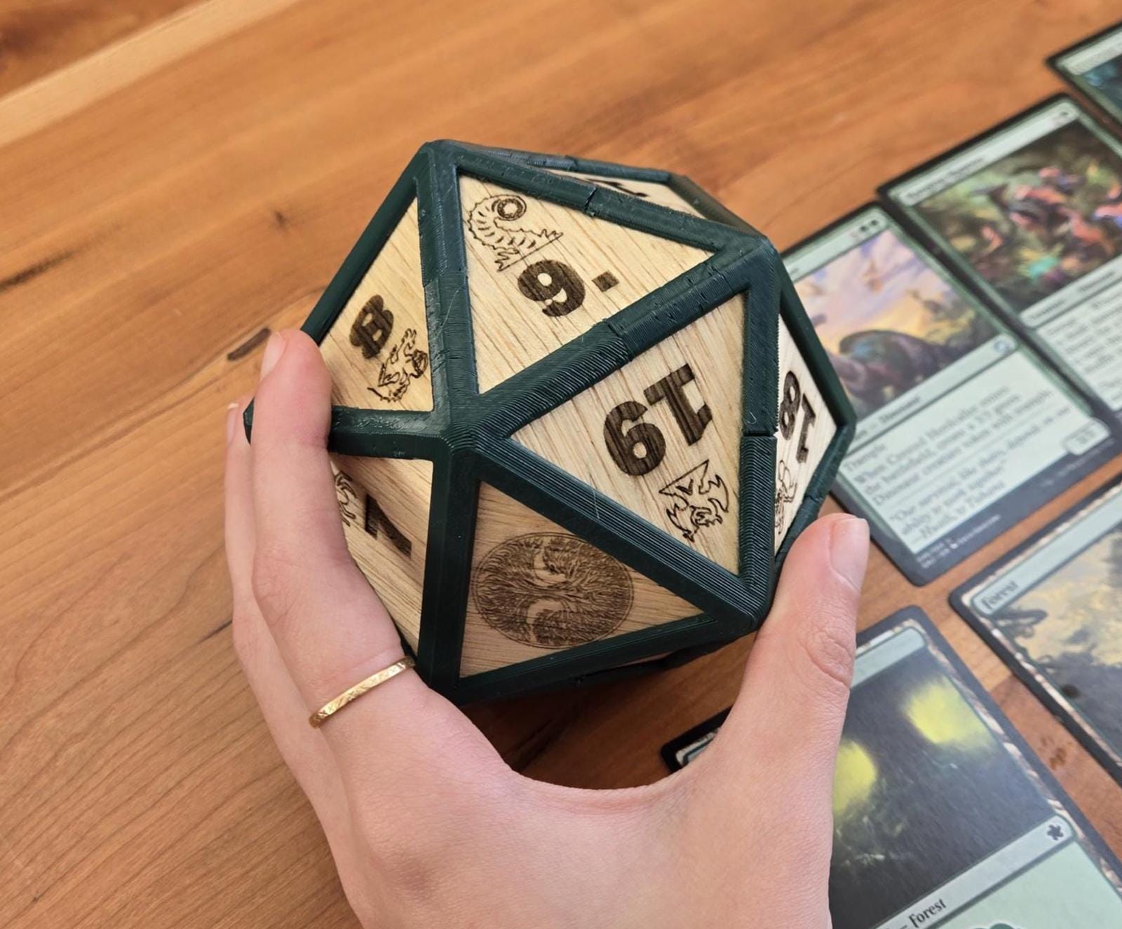 Giant Mana Inspired Wooden D20 Spindown Dice, Singles or Set
